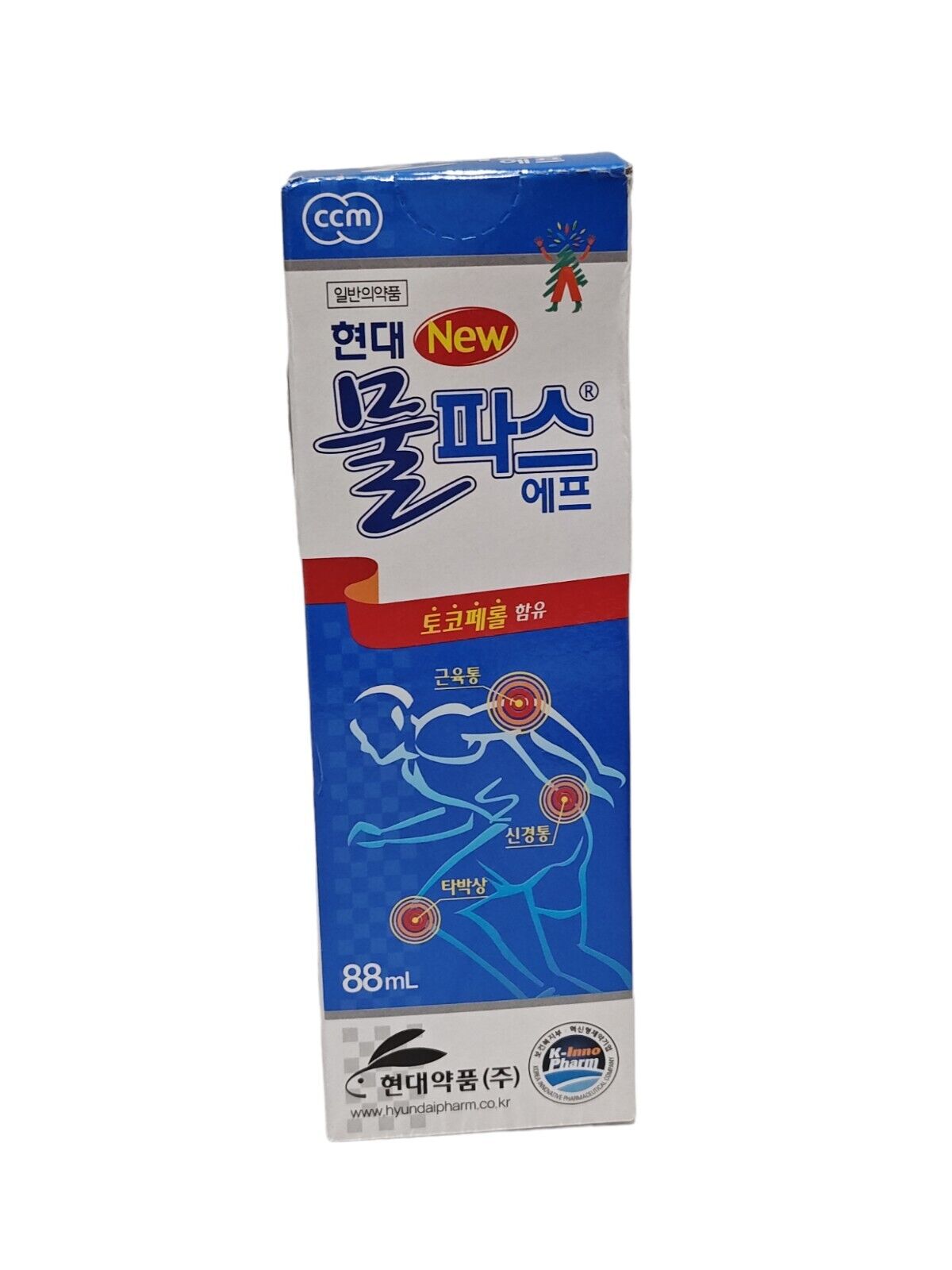 Hyundai Moolpas F 물파스 Menthol Mentyl Joint Muscle Pain Relief Roller Rub 88mL