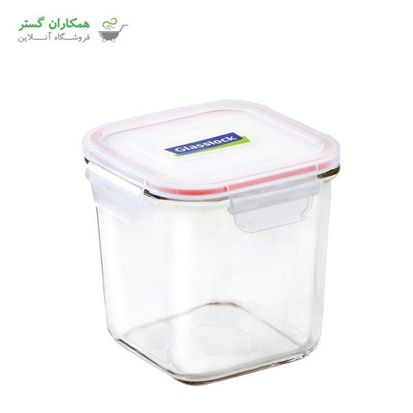 ظرف گلس لاک مربع کلاسیک واشر صورتي (RP-530 -MCSD092)