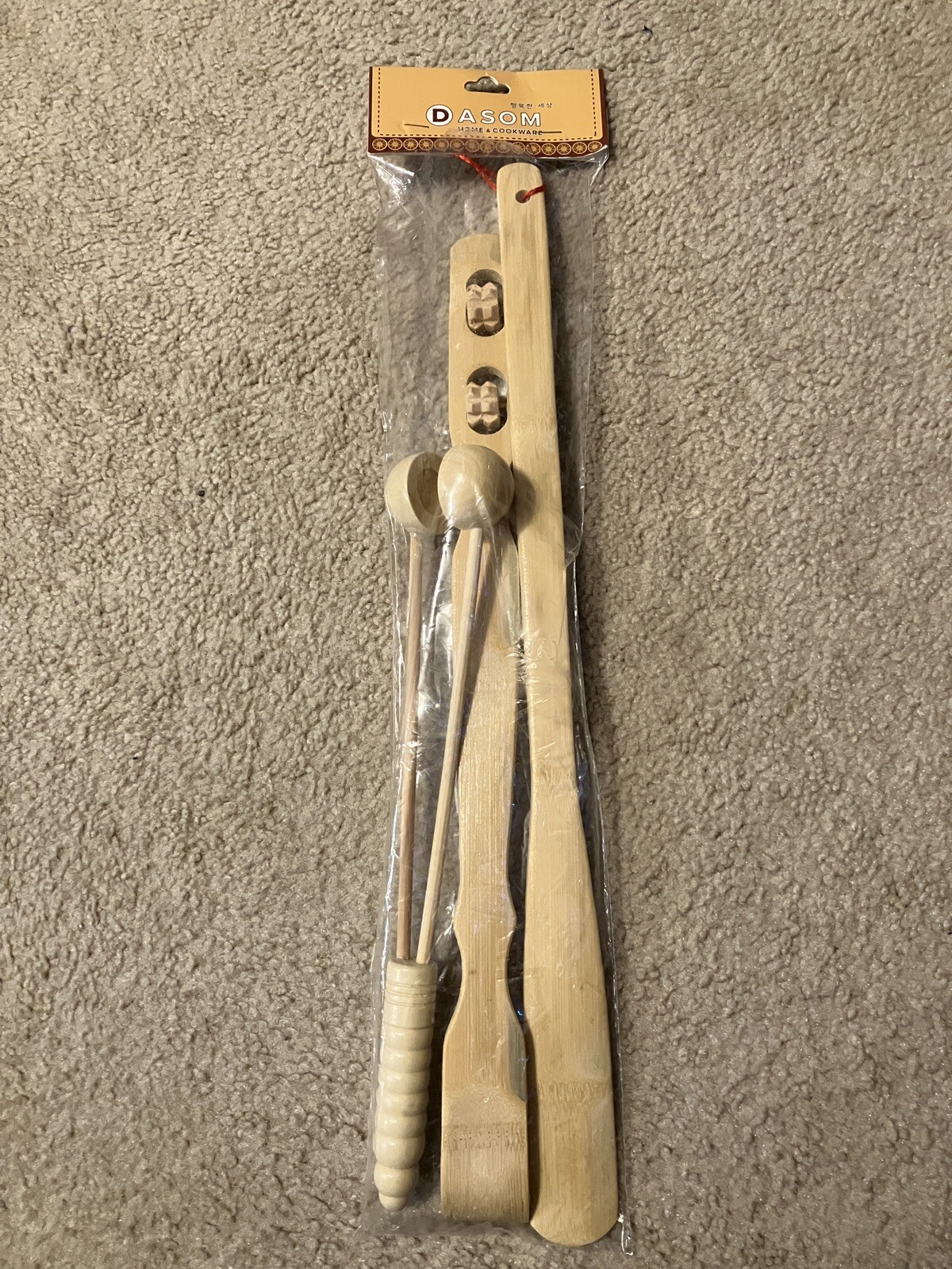 3 Pc Bamboo Set: 13" Massage Hammer; 18" Back Scratcher W/ Rollers; 19" Shoehorn