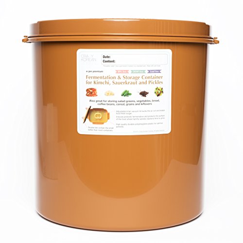 3M Premium Kimchi, Sauerkraut Fermentation And Storage Container With Inner Vacuum Lid - 5.8 Gallon (22L) Round Shape