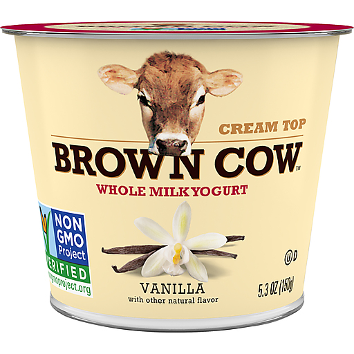 Brown Cow Cream Top Vanilla Whole Milk Yogurt 5.3 Oz. Cup