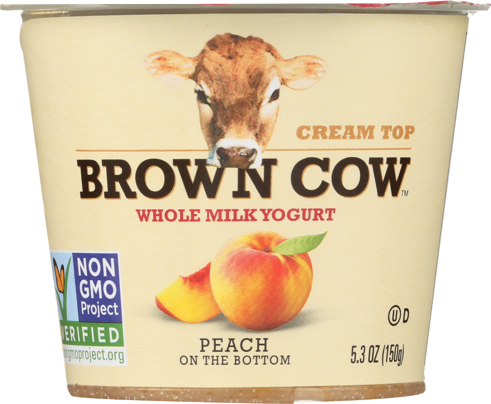 Brown Cow Cream Top Peach On The Bottom Whole Milk Yogurt 5.3 Oz. Cup