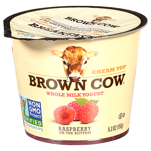 Brown Cow Cream Top Whole Milk Yogurt, Raspberry On Bottom