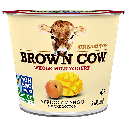 Brown Cow Cream Top Whole Milk Apricot Mango On The Bottom Yogurt 5.3 Oz
