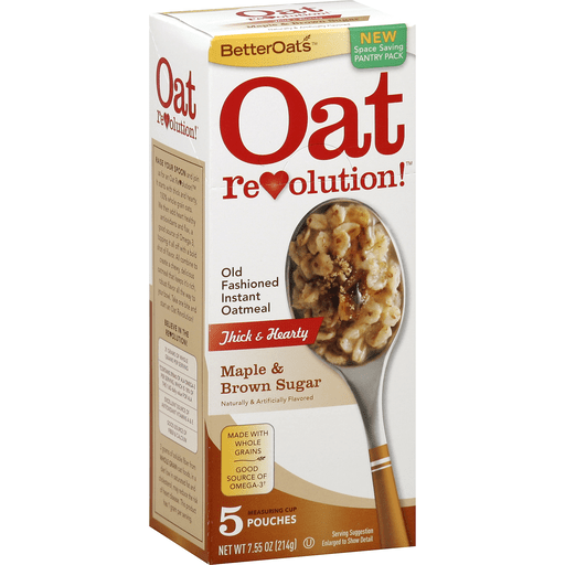 Better Oats Oat Revolution! Oatmeal, Instant, Old Fashioned, Thick & Hearty, Maple & Brown Sugar