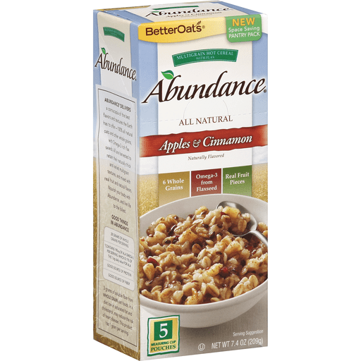 Better Oats Abundance Multigrain Hot Cereal, Apples & Cinnamon, Pantry Pack