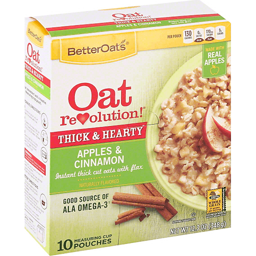 Better Oats Thick & Hearty Apples & Cinnamon Instant Oatmeal With Flax Seeds 12.3 Oz. Box