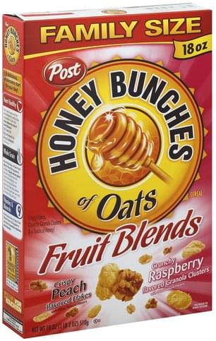 Honey Bunches Cereal, Fruit Blends Peach & Raspberry, Family Size