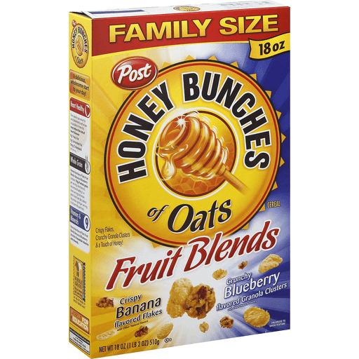 Honey Bunches Cereal, Fruit Blends Banana & Blueberry, Family Size