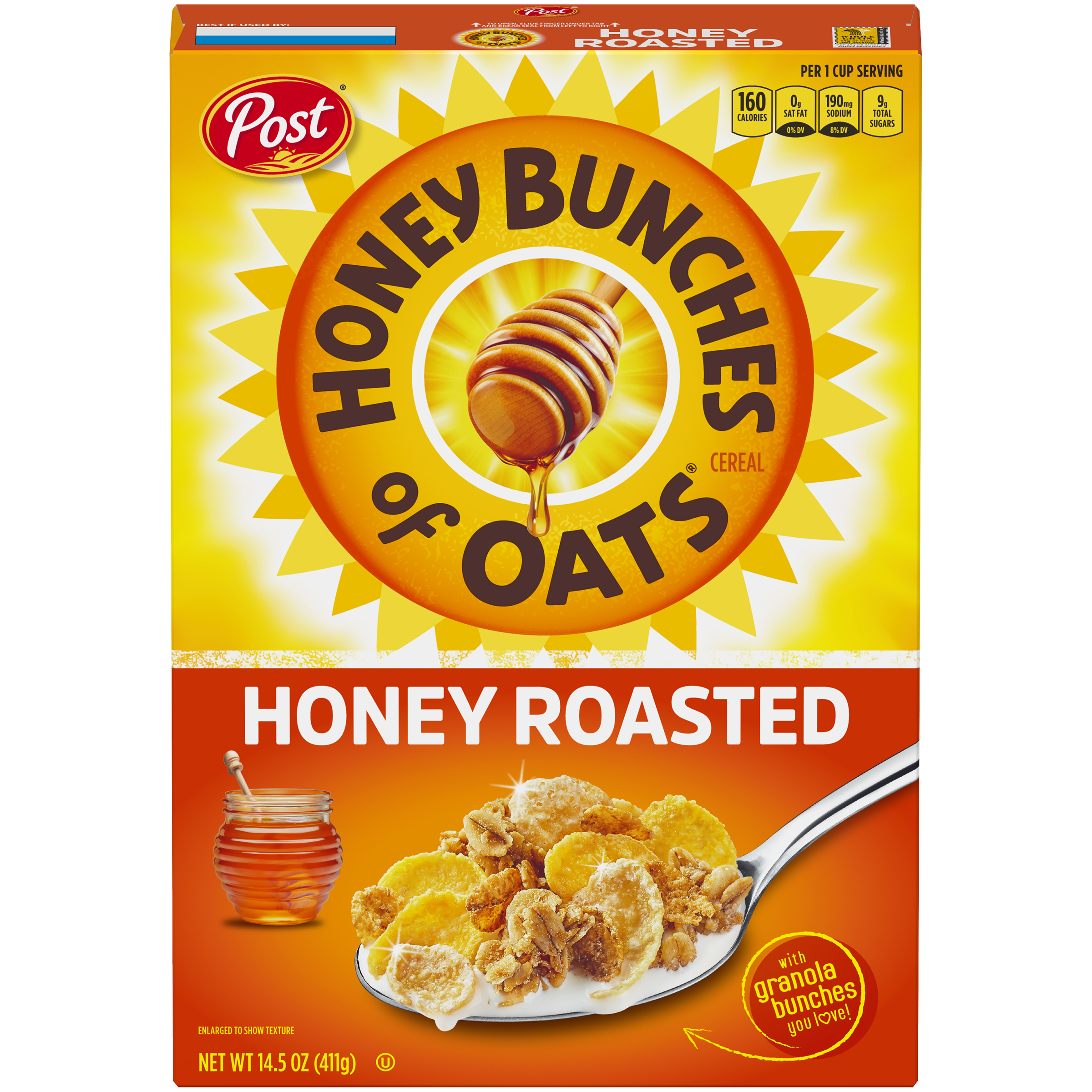 Honey Bunches Of Oats Post Cereal, Roasted, 14.5 Ounce Box