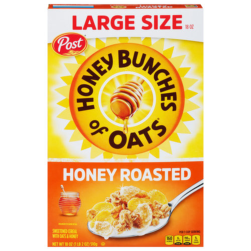 Honey Bunches Of Oats Cereal, Roasted, Large Size 18 Oz