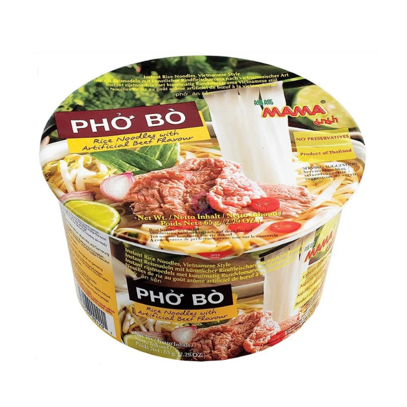 Mama Instant Bowl Pho Bo Rice Noodles Beef Flavour 65g