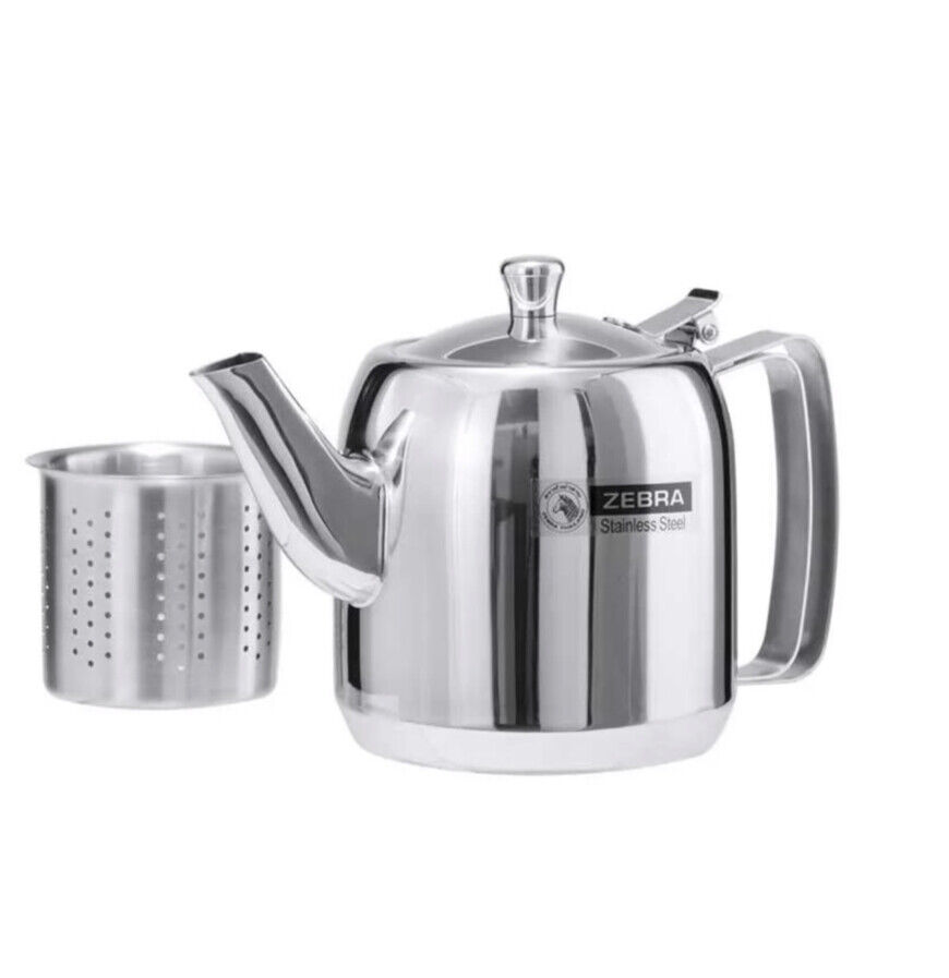 Thai Zebra Brand Prima Tea Pot Kitchenware Silver Stainless Steel Free Filter