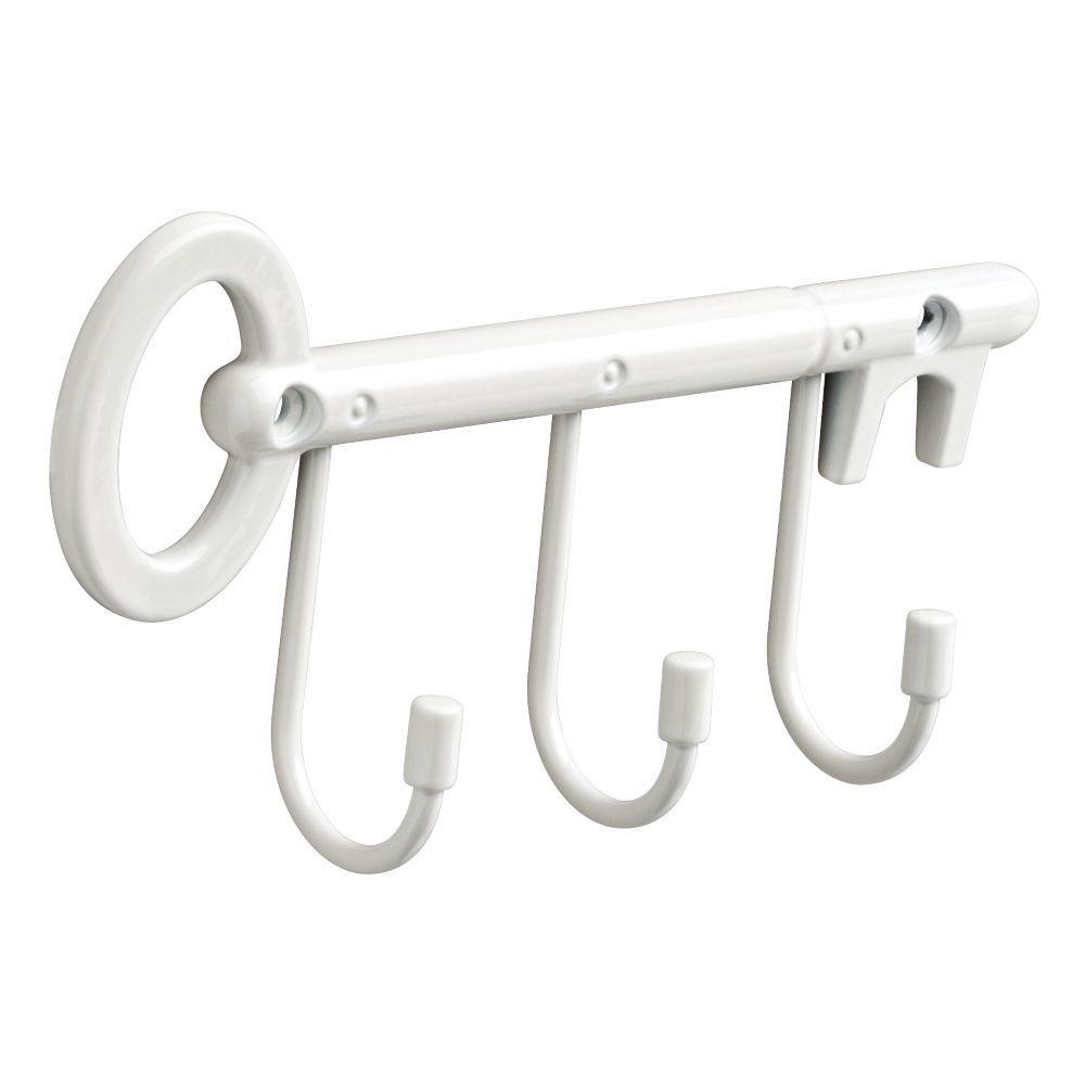 Young House Love 7 In. White Vintage Key Rail With 3 Hooks