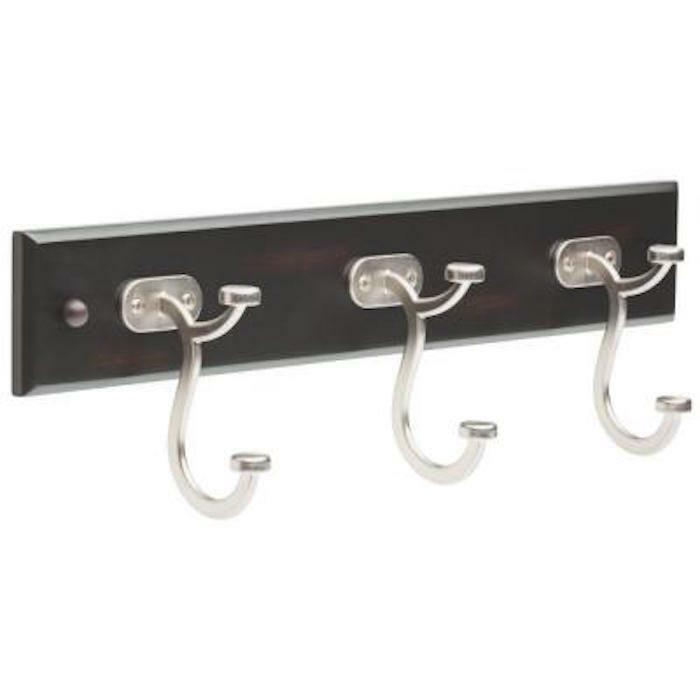 Liberty Hardware 18" Contempo Pilltop Hook Rail - Vintage Black/Vintage Nickel