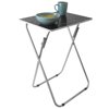 Home Basics Lattice Multi-Purpose Foldable Table, Grey/White