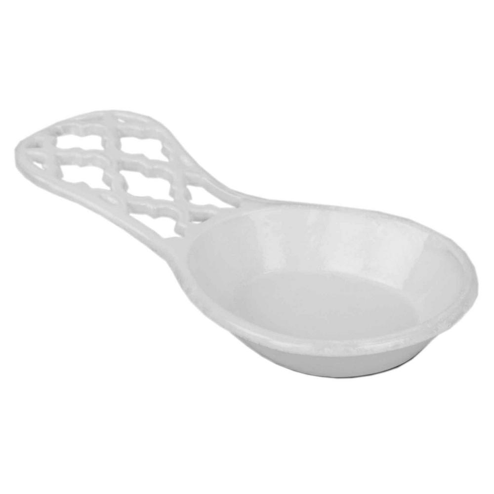 Home Basics Cast Iron Lattice White Spoon Rest