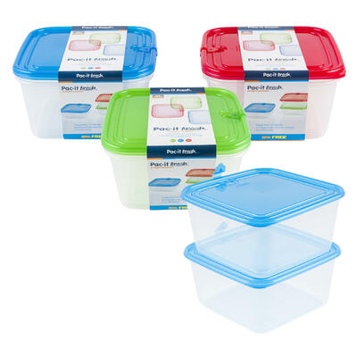 2pk Square Plastic Container- 68oz- 3 Assortments