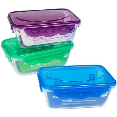 Pac-it Fresh Rectangular Food Container-18oz, Asst
