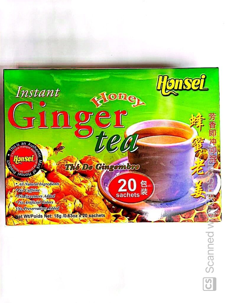Ginger Honsei Instant Honey Tea, 18 G/0.63 Oz., 20 Sachets
