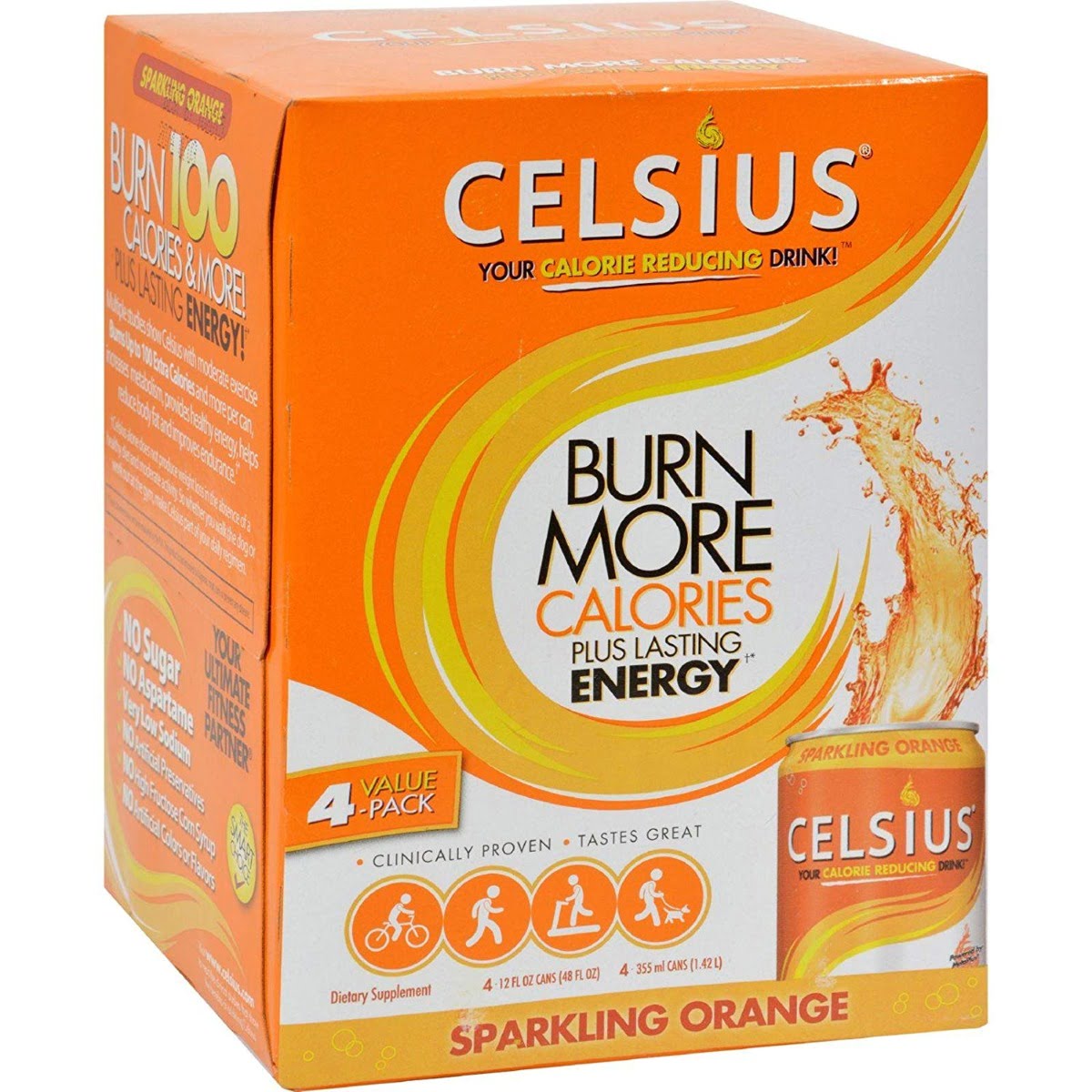 Celsius Sparkling Orange Energy Drink - 4pk/12 Fl Oz Cans