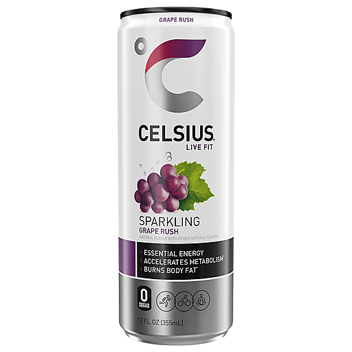Celsius Energy Drink, Grape Rush, Sparkling 12 Fl Oz