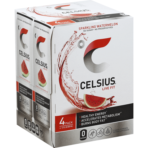 Celsius Energy Drink, Sparkling Watermelon, 4 Pack
