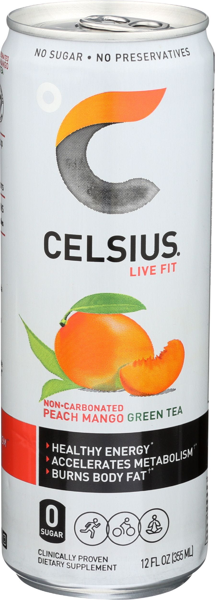 Celsius Green Tea Peach Mango Energy Drink - 12 Fl Oz Can