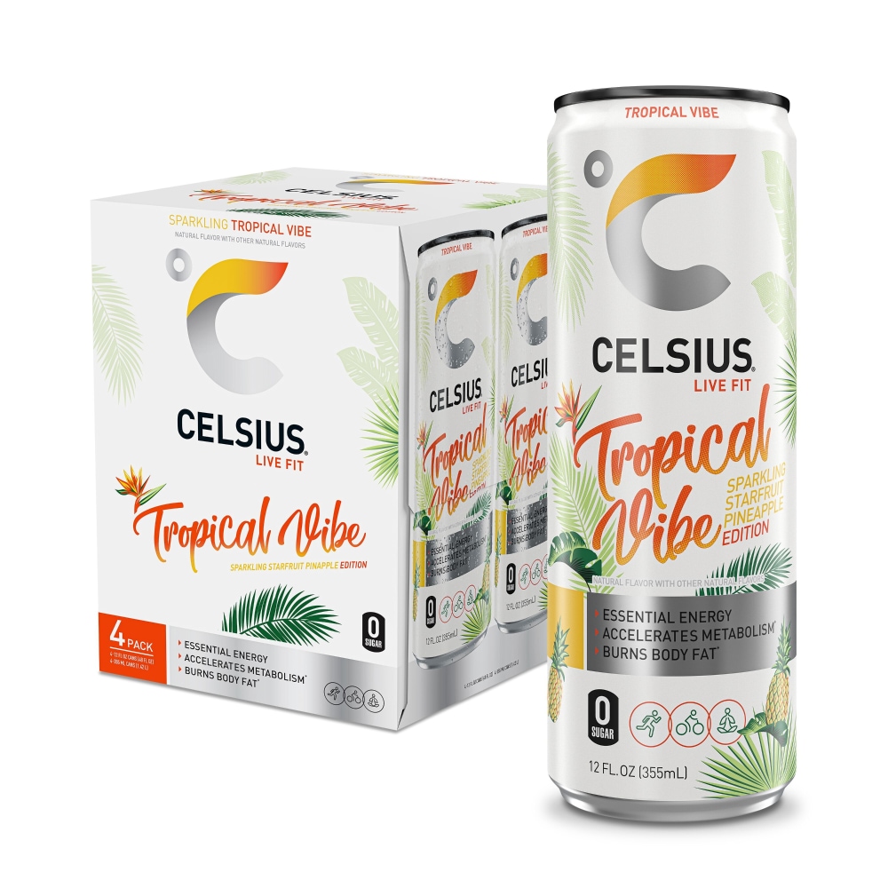 Celsius Energy Drink Sparkling Tropical Vibe 12 Fl Oz