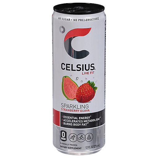 Celsius Sparkling Strawberry Guava Energy Drink - 12 Fl Oz Can