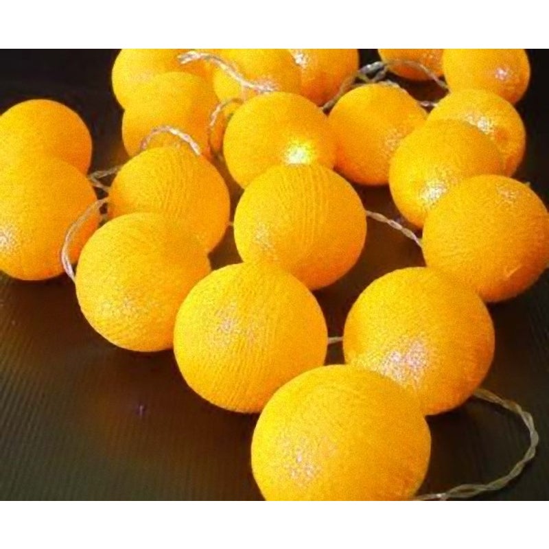 Yellow 6cm Ball Fairy Party Light - 30 Led Bulbs / Balls Per Set - Mains Powered