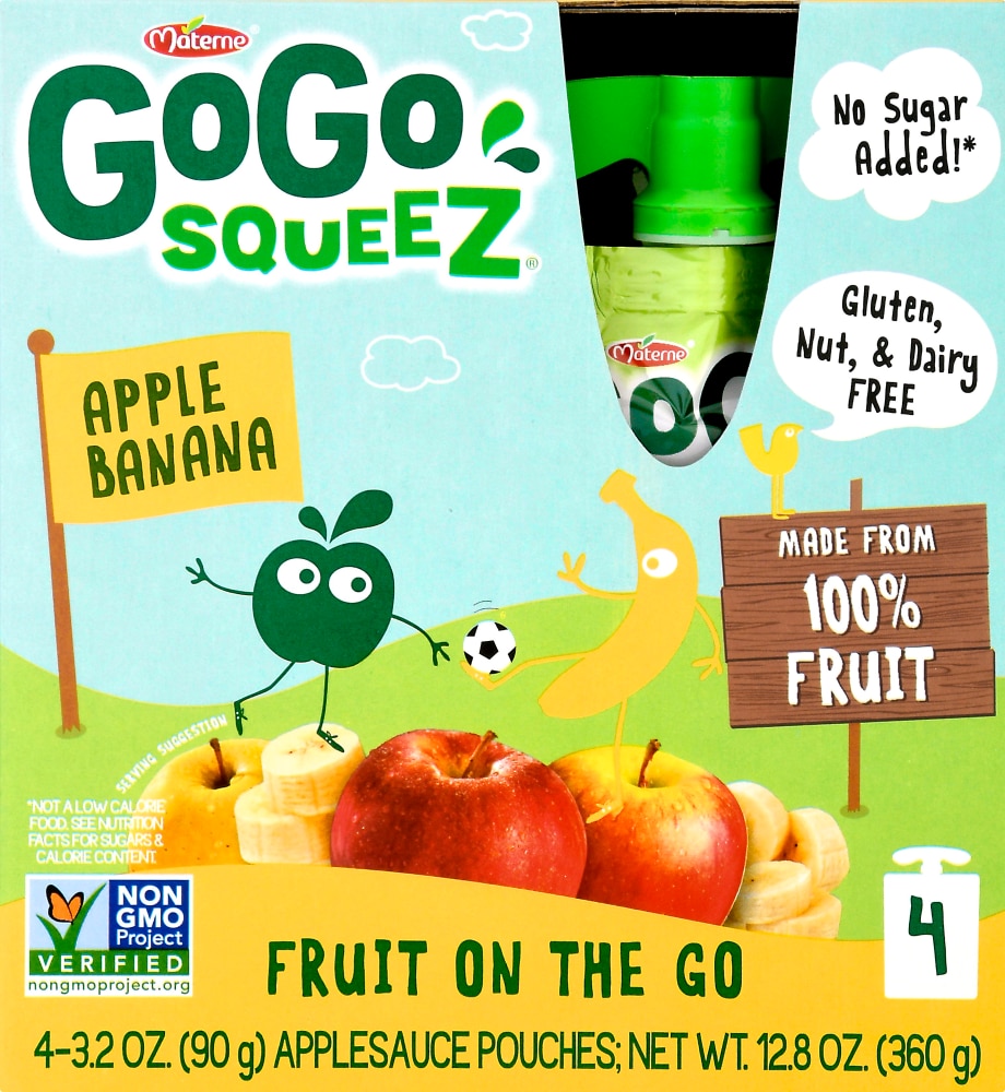 GoGo Squeez Applesauce, Fruit On The Go, Apple Banana, 4 Pack