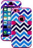 myLife Brand Products Hot Pink + Blue Zig Zag Style 3 Layer (Hybrid Flex Gel) Grip Case
