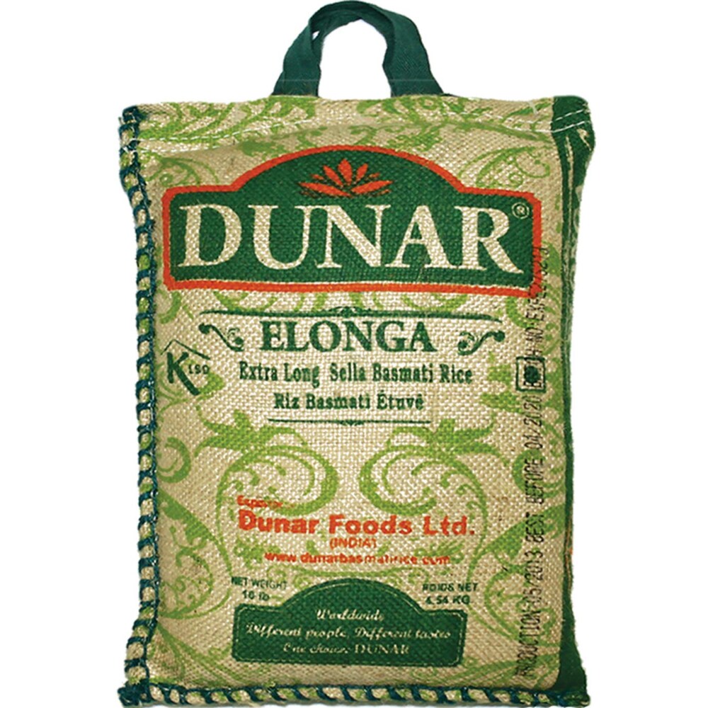 Dunar Elonga Sella Basmati Rice, Parboiled, 10 Pound
