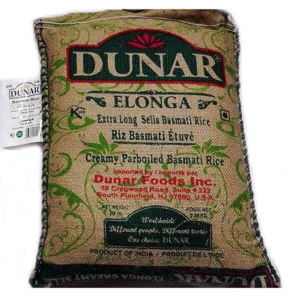 Dunar-Rice 20 Lb Elonga Green- Parboiled