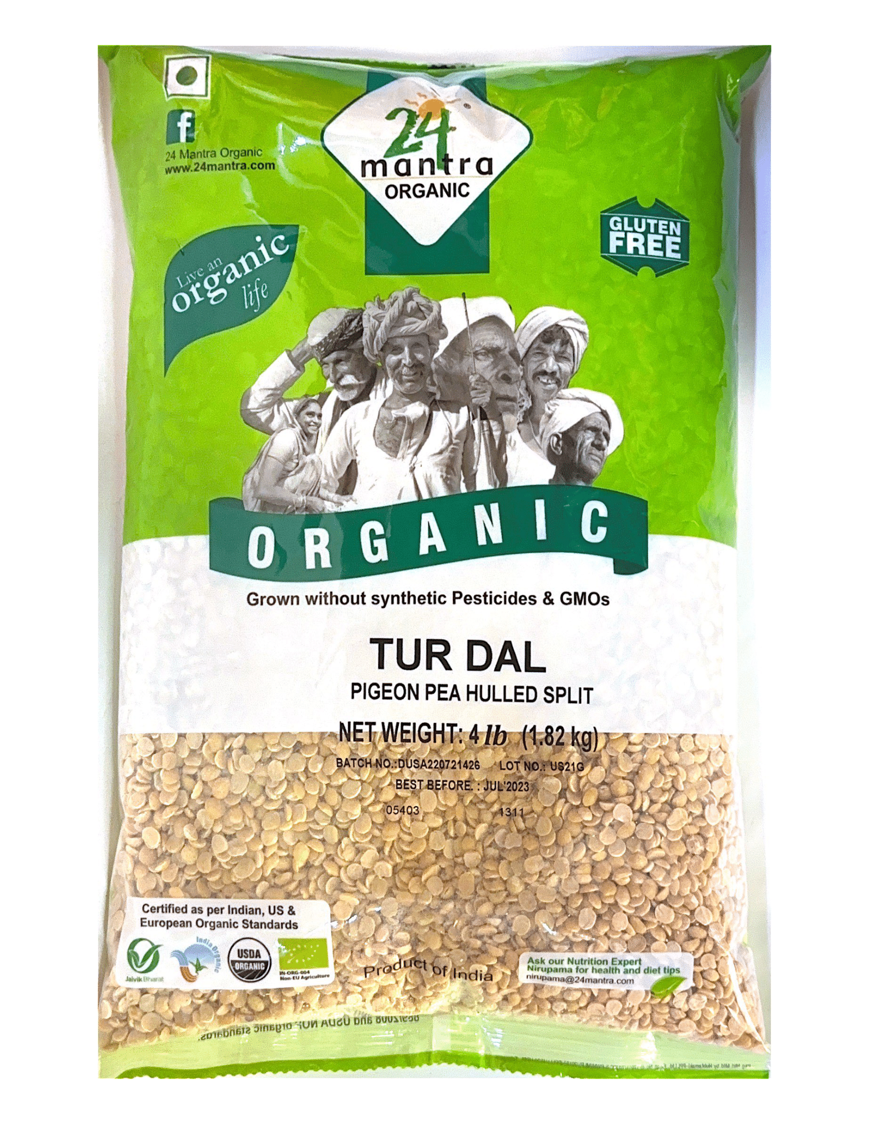 24 Mantra Organic Toor Dal 4 Lb (split Pigeon Peas)