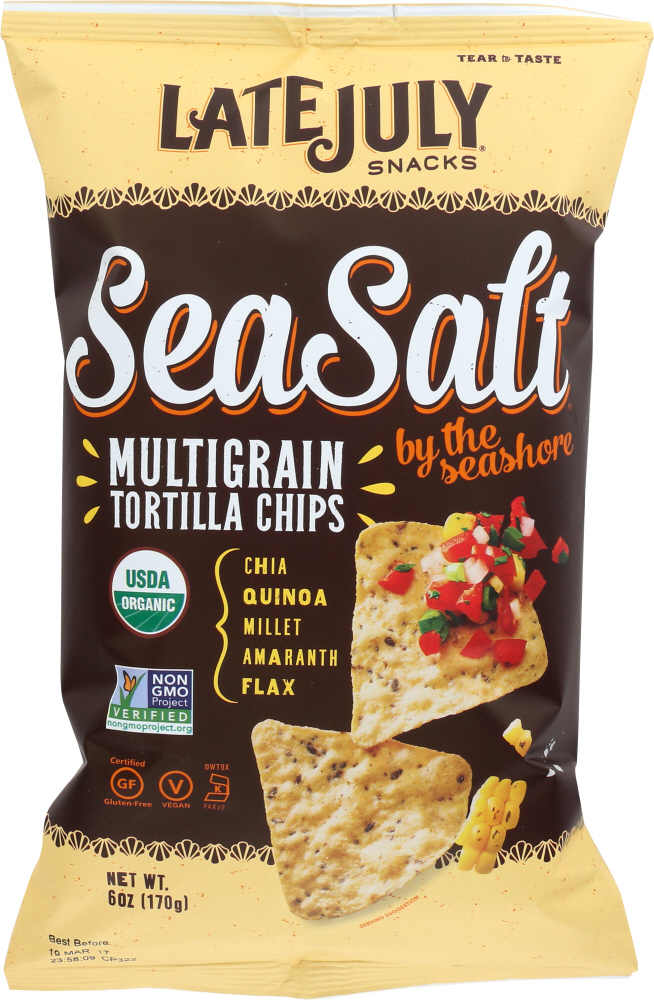 Late July Snacks Multigrain Sea Salt By The Seashore Tortilla Chips, 6 Oz. Bag