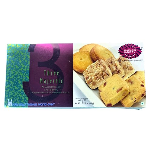 Karachi Three Majestic Fruit/cashew/pista Biscuits -sku 9892