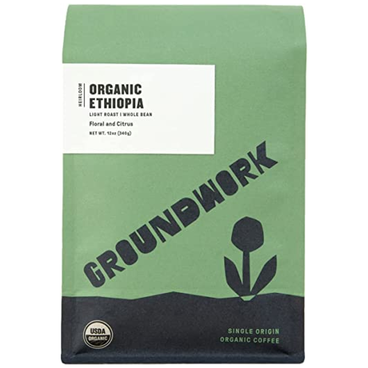 Groundwork Organic Ethiopia Whole Bean Light Roast Coffee - 12oz