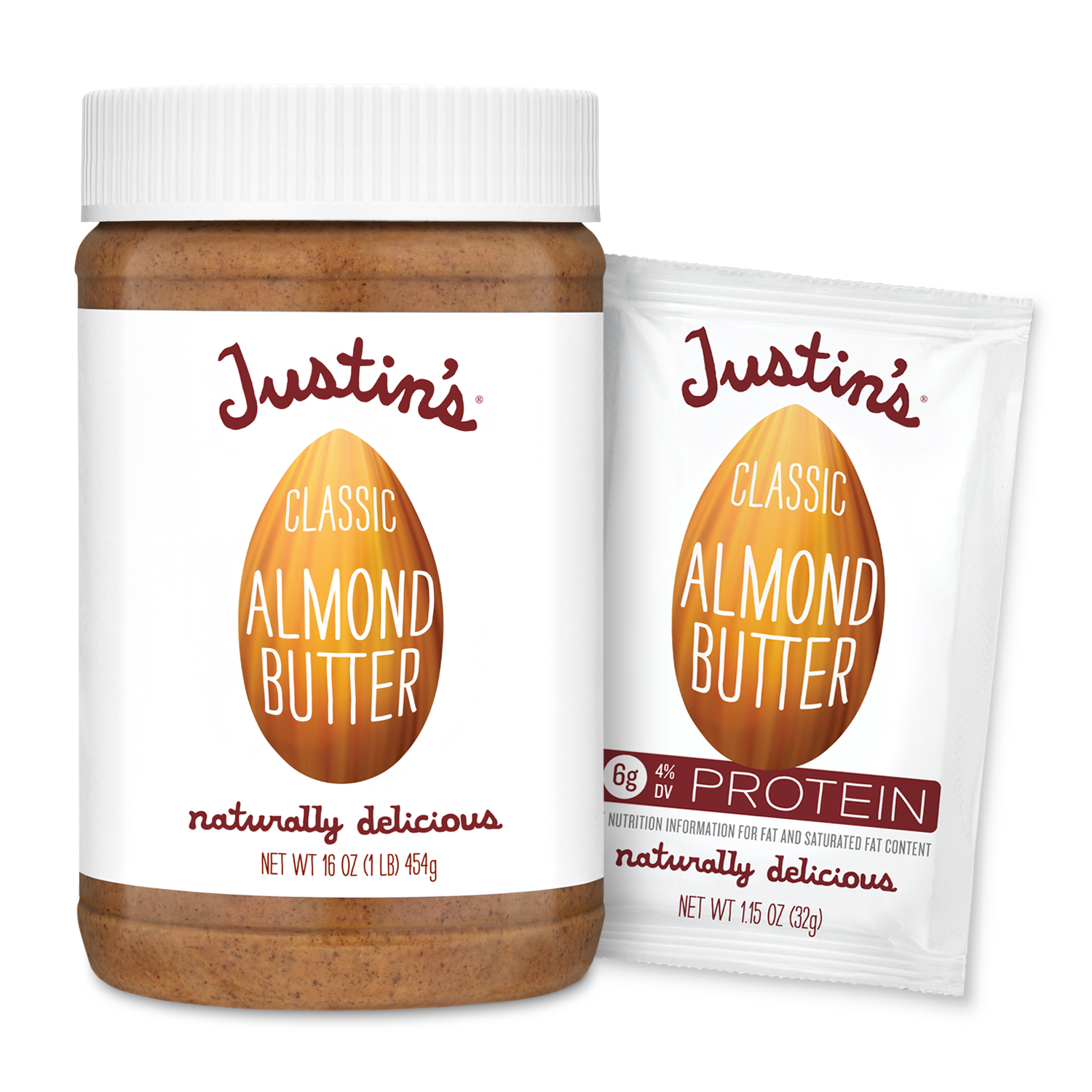 Justin's Classic Almond Butter 16 Oz Jar - 6ct Case