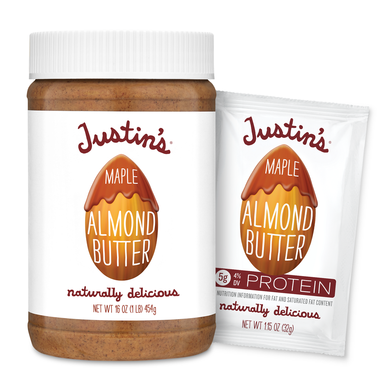 Justin's Nut Butter Natural Maple Almond Butterplastic Jar - 16 Oz