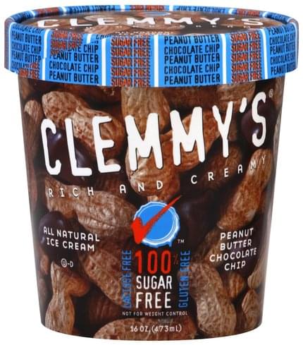Clemmys Ice Cream, Sugar Free, Peanut Butter Chocolate Chip