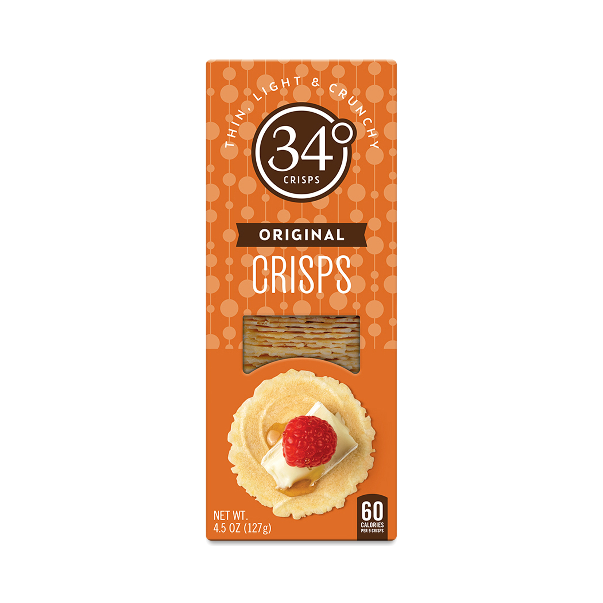 34 Degrees Crackers, Original Crisps, 4.5 Oz