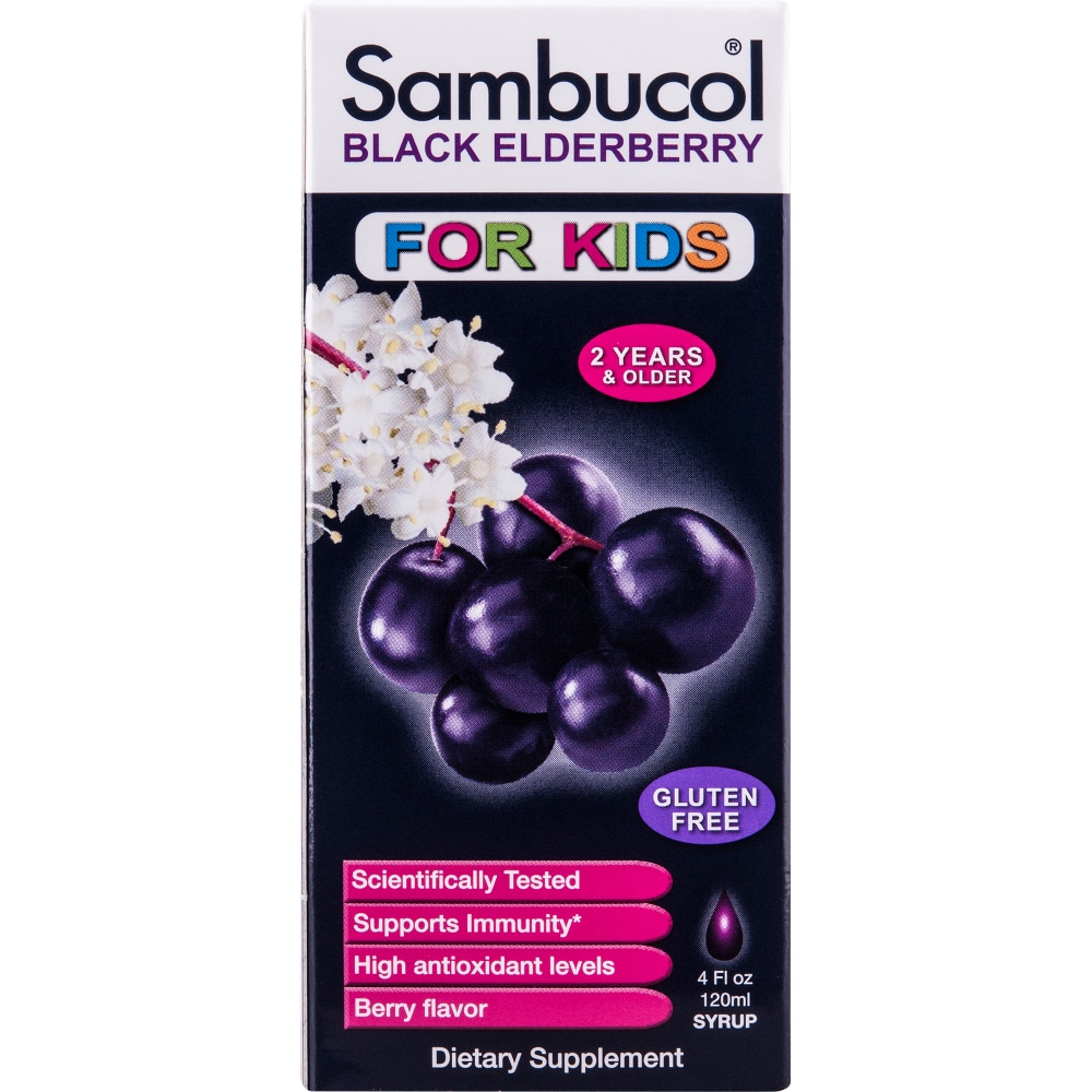 Sambucol Black Elderberry, Berry Flavor, For Kids, Syrup 4 Fl Oz