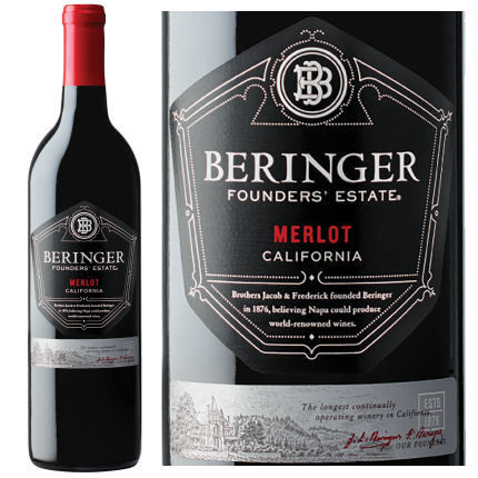 Beringer Founders' Estate California Merlot Wine 750mL Glass Bottle