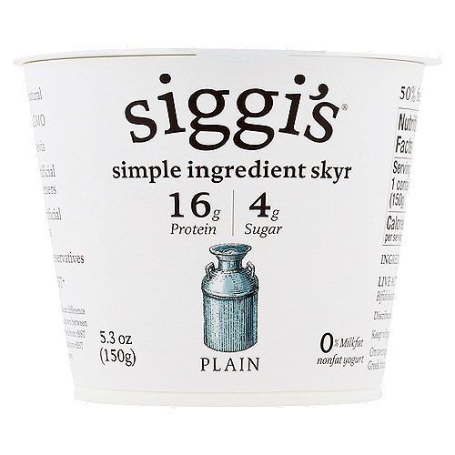 Siggi's Plain Nonfat Icelandic Style Skyr Yogurt Cup