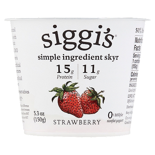 Siggi's Strawberry Nonfat Icelandic Style Skyr Yogurt Cup