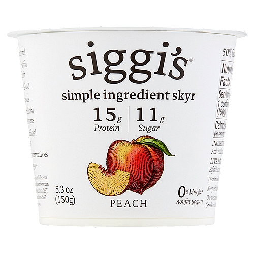 Siggi's Yogurt, Nonfat, Peach 5.3 Oz