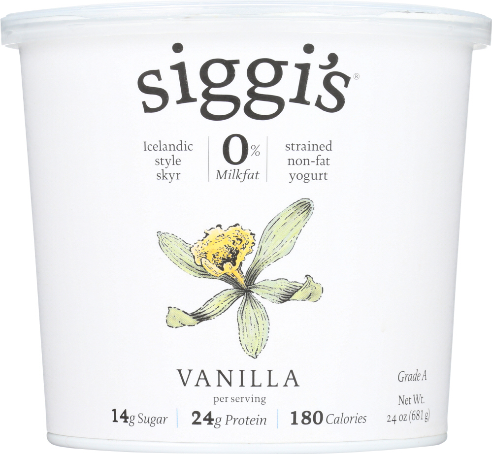 Siggi's Yogurt, Non Fat, Icelandic Style Skyr, Strained, Vanilla