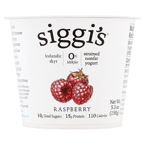 Siggi's Icelandic Style Strained Non-Fat Yogurt Raspberry 5.3oz Cup